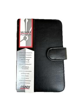 Vintage Mundi Wallet Planner Organizer Black Faux Leather 90s NWT